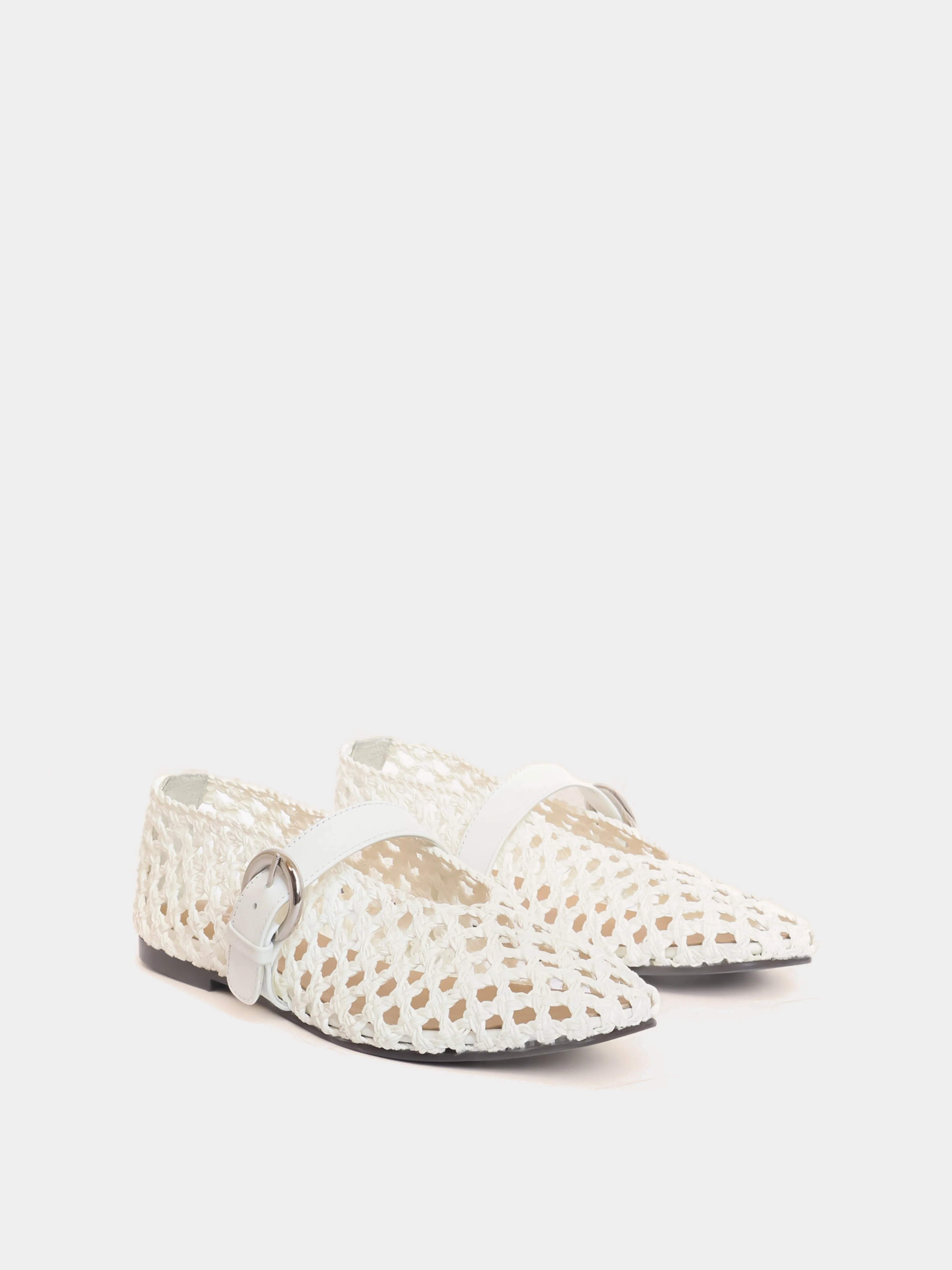 Aveiro Cream Woven Ballerina - Image 3
