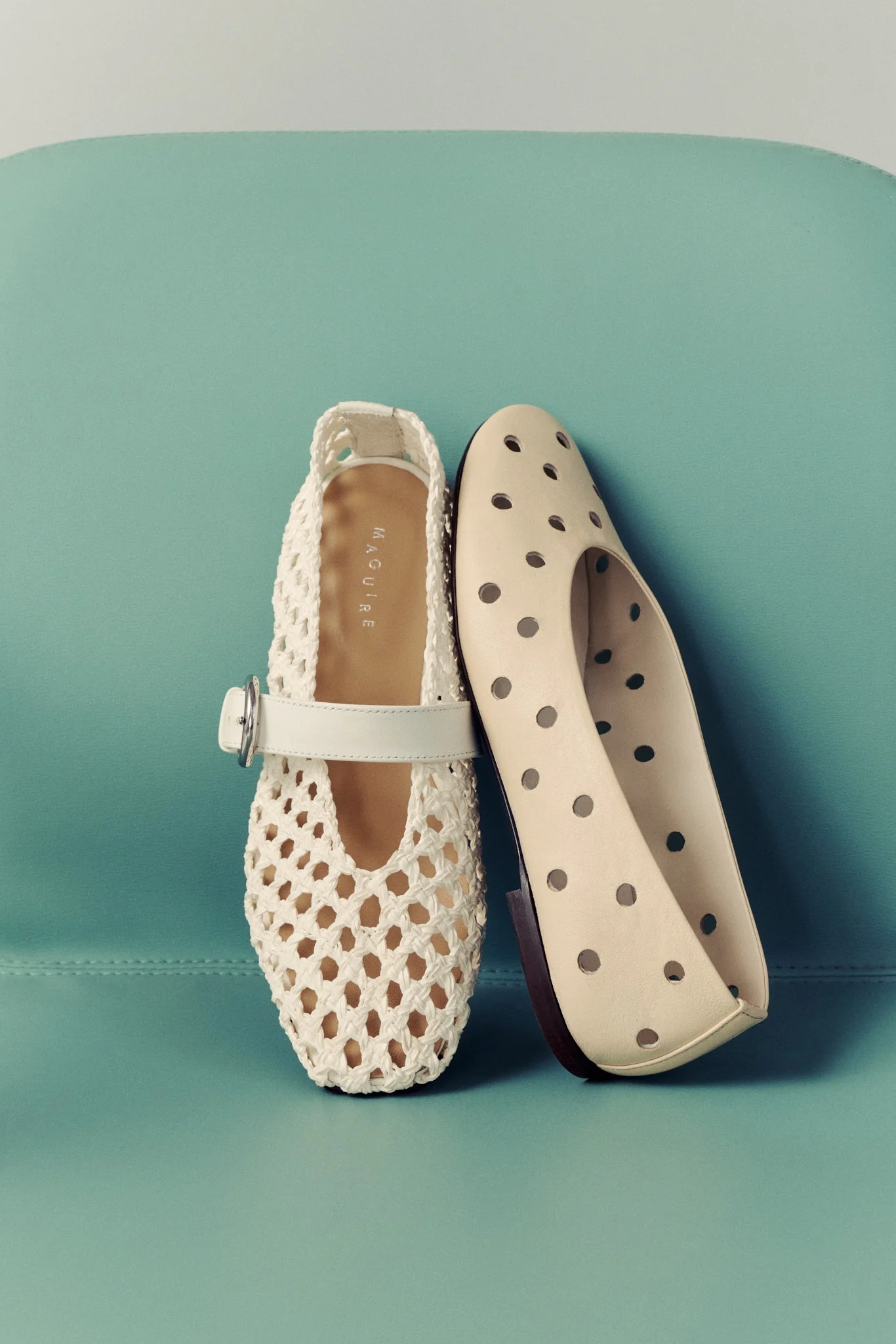 Aveiro Cream Woven Ballerina - Image 4